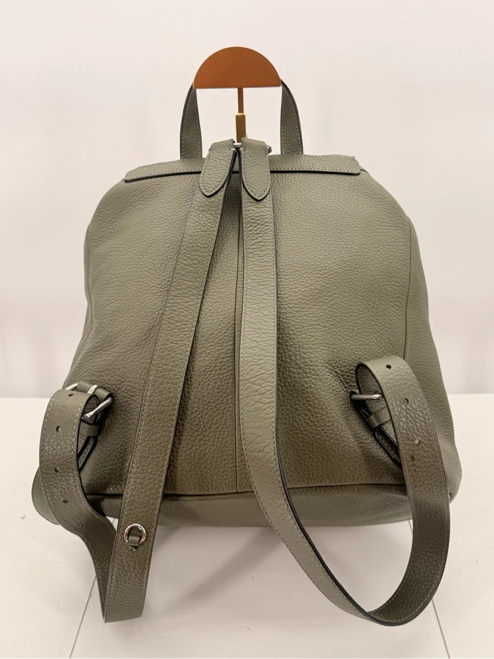 COACH Pebbled Leather Pennie Drawstring Backpack Olive Green